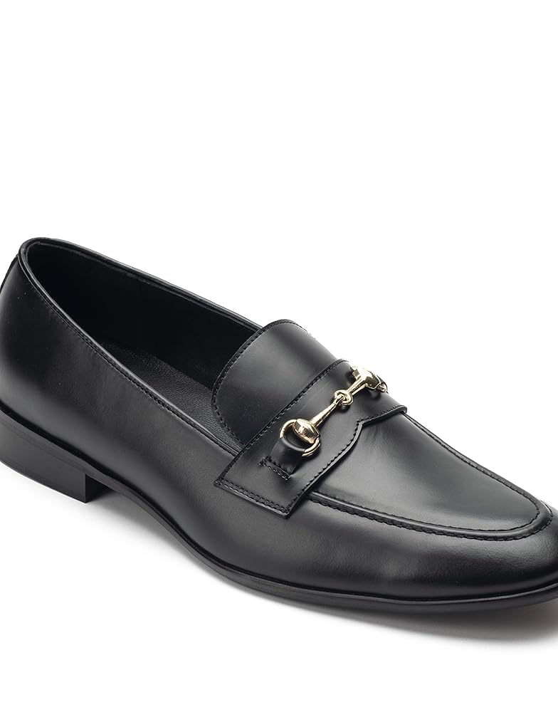 Buy Heel & Buckle London Black with Gold Horse-bit Loafer 6